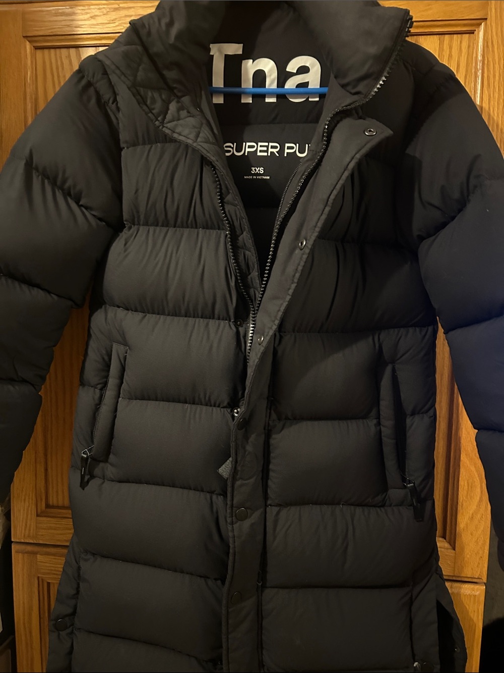 TNA Black The Super Puff Long Puffer Coat